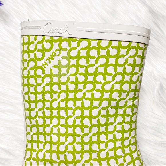 Coach Ursula Rain Boots Green / White Logo Size 6.5 Women’s - Picture 2 of 6